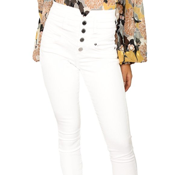 BlankNYC White Skinny Jeans, button front - Picture 2 of 4